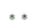 Silver Green C.Z Cluster Stud Earrings