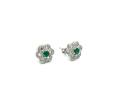 Silver Green C.Z Cluster Stud Earrings