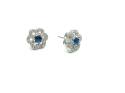 Silver Blue C.Z Cluster Stud Earrings