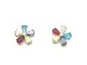 Silver multi coloured C.Z Flower Stud Earrings