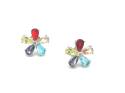 Silver multi coloured C.Z Flower Stud Earrings