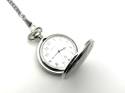 Chrome Plated Quartz Date Pocket Watch & Chain