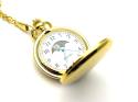 Gold Plated Quartz Sun & Moon Pocket Watch & Chain