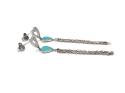 Silver C.Z Turquoise Heart Drop earrings