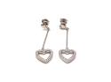 Silver C.Z Heart Drop Earrings