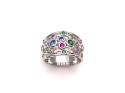 Silver Multi Coloured CZ Bobble Ring