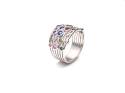 Silver Multi Coloured CZ Bobble Ring