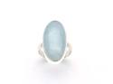 Silver Aquamarine Oval Shaped Ring Size L