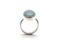 Silver Aquamarine Oval Shaped Ring Size L