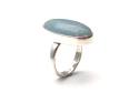 Silver Aquamarine Oval Shaped Ring Size L