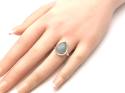 Silver Aquamarine Teardrop Ring Size P