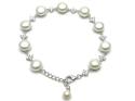 Silver Pearl & CZ Flower Bracelet