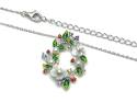 Silver Mother Of Pearl & CZ Enamel Flower Necklace