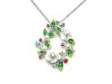 Silver Mother Of Pearl & CZ Enamel Flower Necklace