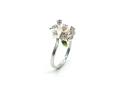 Silver Mother Of Pearl & CZ Enamel Flower Ring