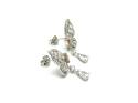 Silver CZ Fancy Butterfly Wing Stud Drop Earrings