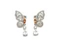 Silver CZ Fancy Butterfly Wing Stud Drop Earrings