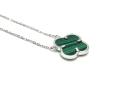 Silver Green Clover Pendant & Chain