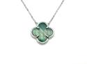 Silver Green Clover Pendant & Chain