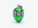 Silver Pearl & Marcasite Green Enamel Egg Pendant