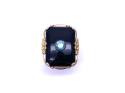 9ct Yellow Gold Onyx & Zircon Ring