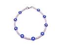 Silver Blue & White CZ Flower Bracelet