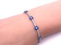 Silver Blue & White CZ Flower Bracelet