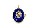 Silver Gold Plated Pearl & Blue Enamel Locket