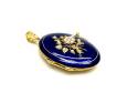 Silver Gold Plated Pearl & Blue Enamel Locket