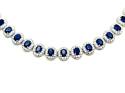 Silver Oval Blue & White CZ Cluster Necklet