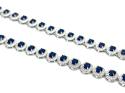 Silver Oval Blue & White CZ Cluster Necklet