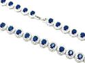 Silver Oval Blue & White CZ Cluster Necklet