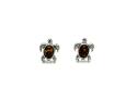 Silver Amber Turtle Stud Earrings