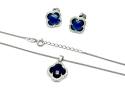 Silver Dark Blue CZ Clover Pendant & Earrings Set