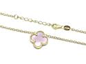 Silver Gold Plated Pink Clover Pendant & Chain