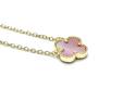 Silver Gold Plated Pink Clover Pendant & Chain