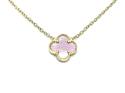 Silver Gold Plated Pink Clover Pendant & Chain