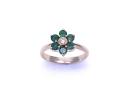 9ct Yellow Gold Emerald & Diamond Cluster Ring