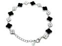 Silver Black Onyx & CZ Clover Bracelet