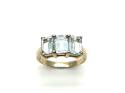 9ct Synthetic Aquamarine 3 Stone Ring