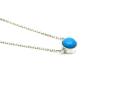 Silver Round Created Turquoise Pendant & Chain