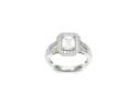 Silver CZ Emerald Cut Cluster Ring