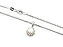 Silver Round Opal & CZ Cluster Pendant & Chain