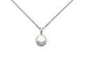 Silver Round Opal & CZ Cluster Pendant & Chain