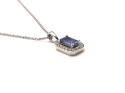 9ct White Gold Tanzanite & Diamond Pendant & Chain