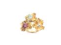 14ct Yellow Gold Stone Set Flower Ring