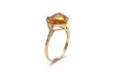 9ct Citrine & Diamond Solitaire Ring