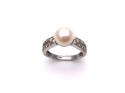 14ct Pearl & Diamond Solitaire Ring