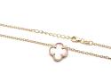 Silver Gold Plated Pink Clover Leaf Necklet 16+18