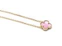 Silver Gold Plated Pink Clover Leaf Necklet 16+18